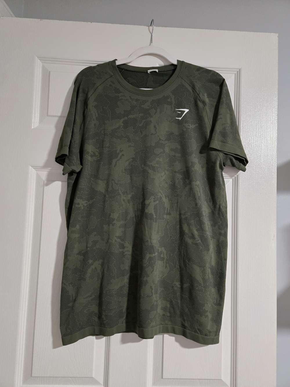Gymshark Olive Green Performance Tee with White Logo